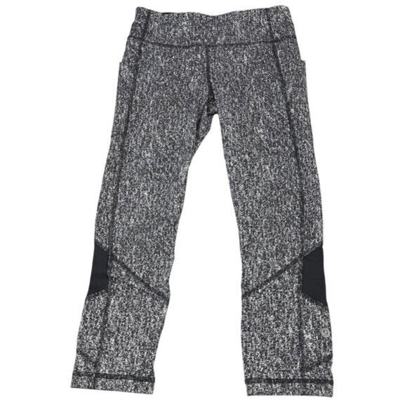 LULULEMON Pace Rival Crop Size 6 Power Luxtreme Suited Jacquard Black White - Picture 6 of 9